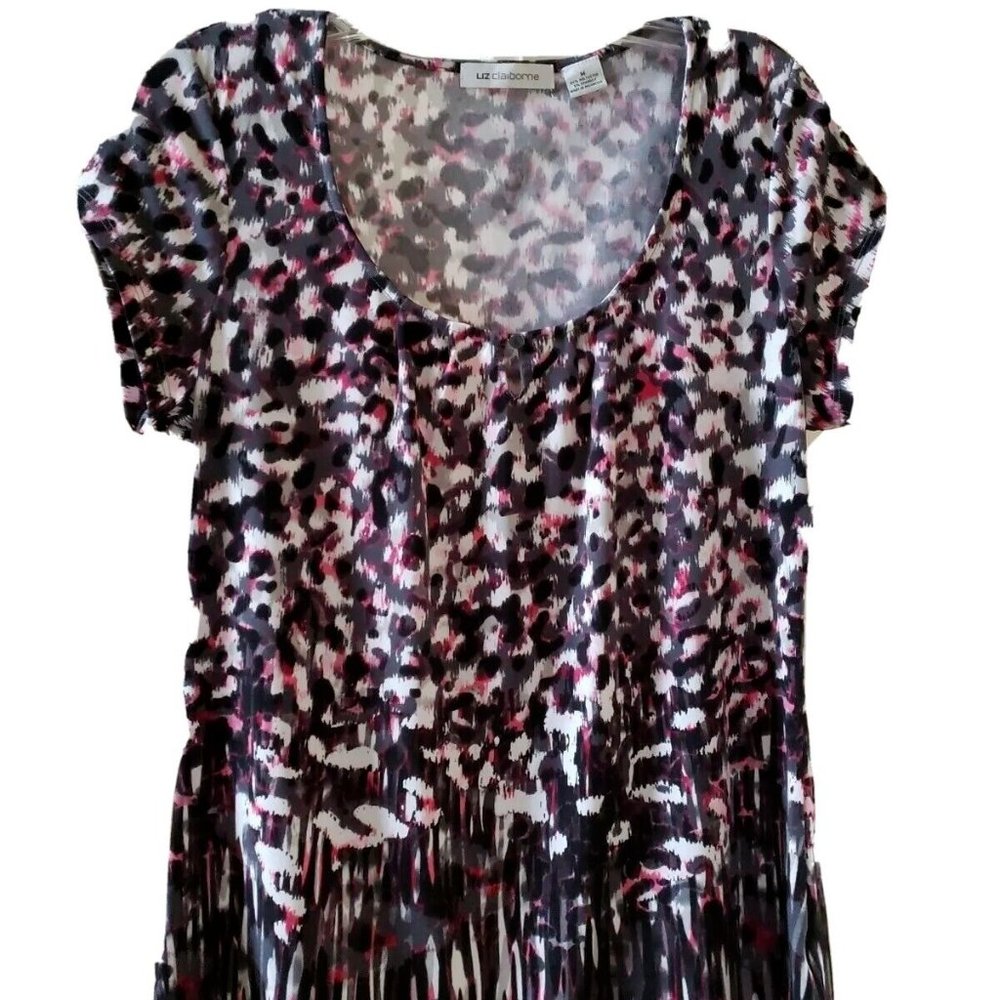 Liz Claiborne Top Shirt Woman’s Black Short Sleeve Pullover Scoop Neck Medium